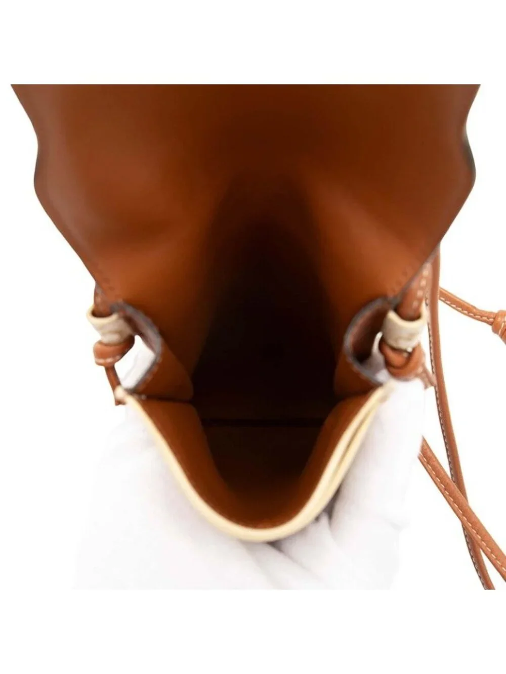Celine Triomphe Phone Pouch Shoulder Bag White Brown Leather
